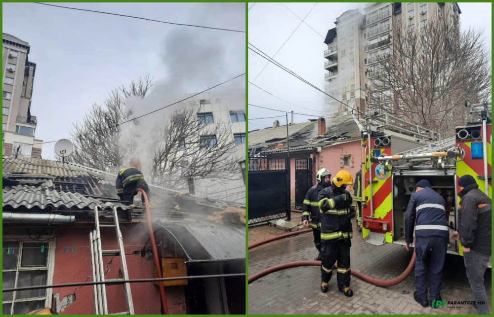 FOTO // Incendiu în centrul Capitalei. O casă a luat foc